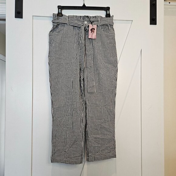 NEW Sincerely Jules Capris Pants Small Black White Checked Gingham Pedal Pusher - Picture 4 of 12